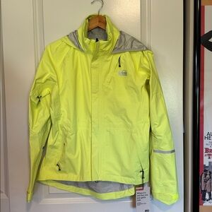 REI Co-op junction cycling rain jacket womens size medium neon yellow outdoors
